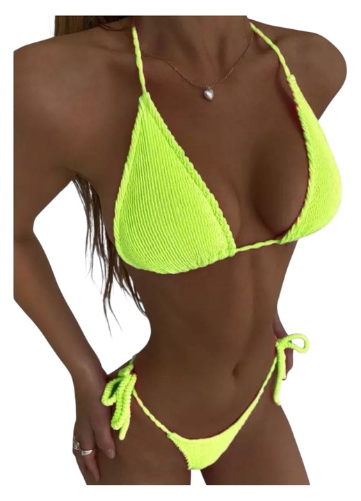 Női kétrészes fürdőruha, neonzöld, M INTL méret
