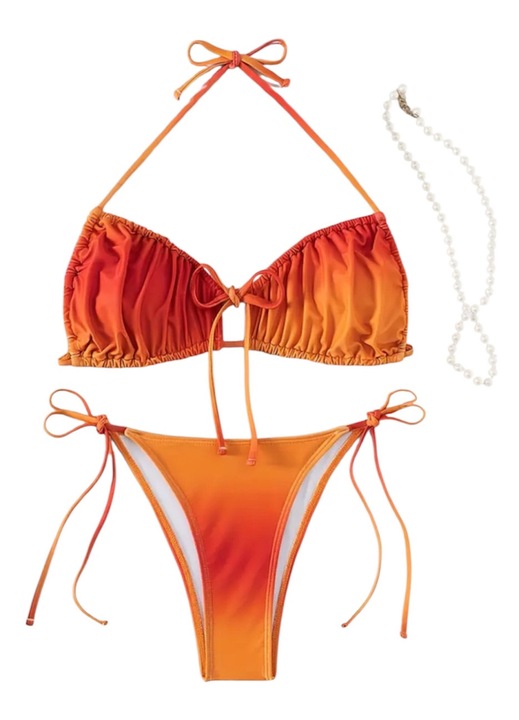 Női kétrészes fürdőruha, narancssárga, S INTL