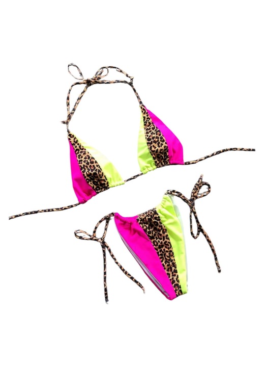 Női kétrészes fürdőruha, neonzöld, M INT méret, több színben