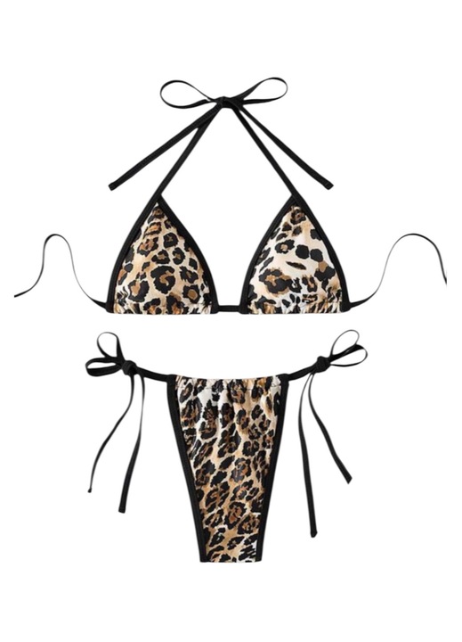 Női kétrészes fürdőruha, barna, L méret