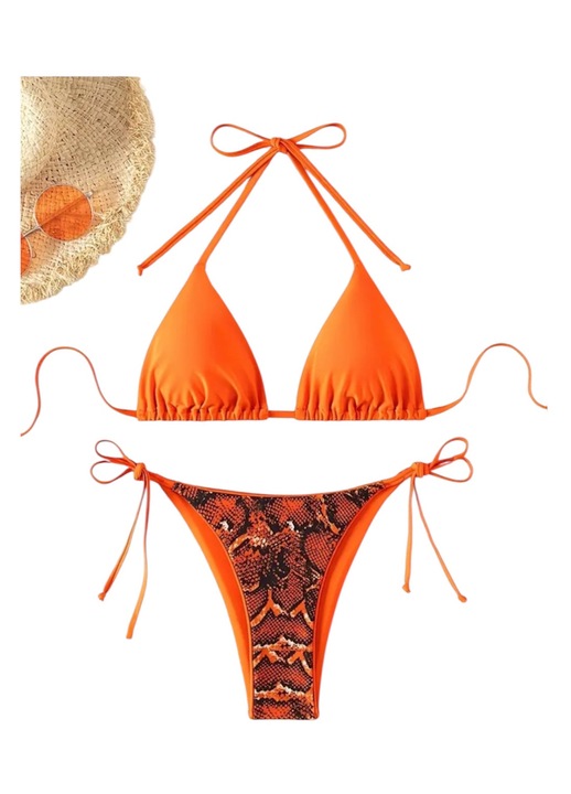 Női kétrészes fürdőruha, narancssárga, L-es méret INTL