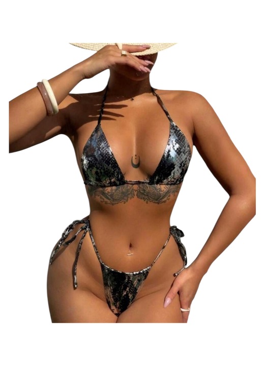 Női kétrészes fürdőruha, fekete, S INTL méret