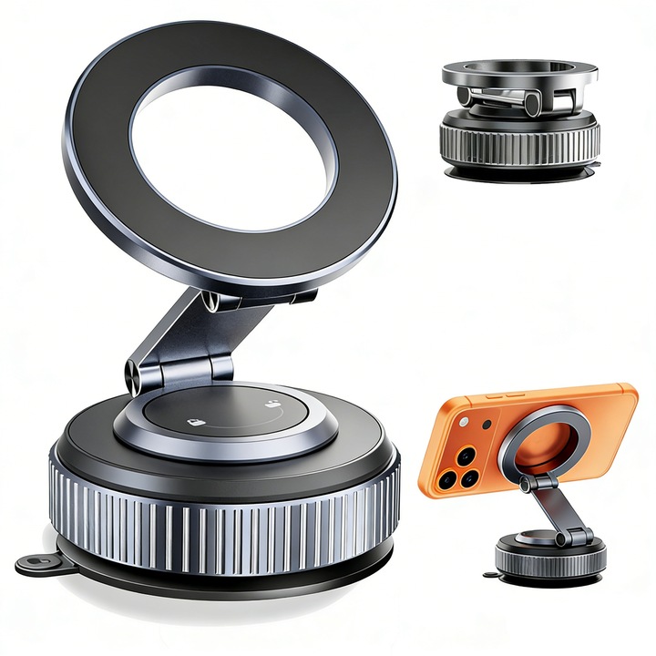 Магнитна стойка за кола MOGU, изключително здраво захващане, въртене на 360 градуса, сгъваем дизайн, черна