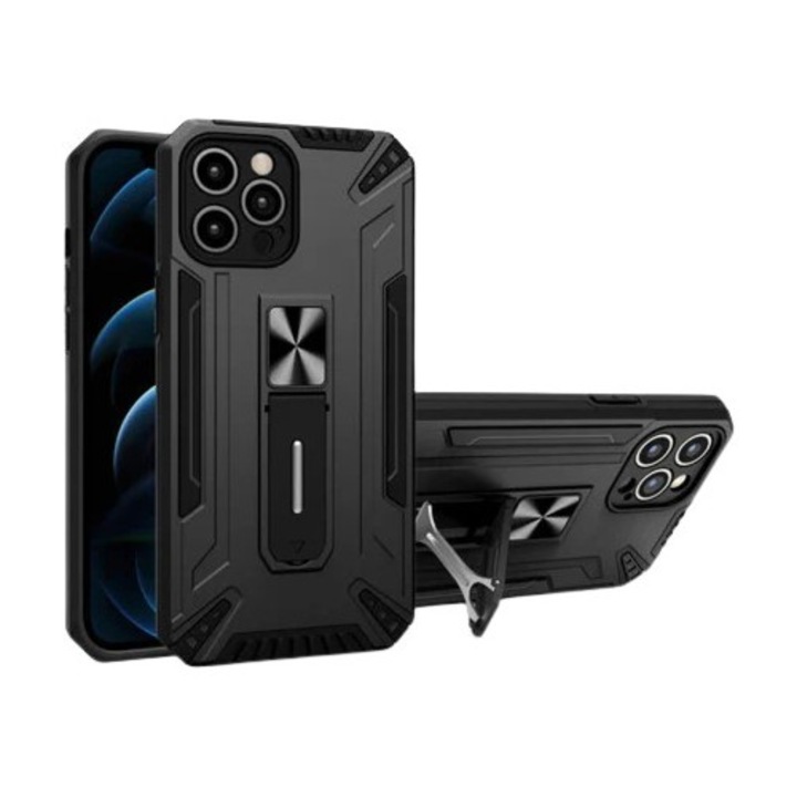 Husa Compatibila de protectie OEM pentru Apple iPhone 13 Pro Defender Sergeant Brave cu suport, Negru