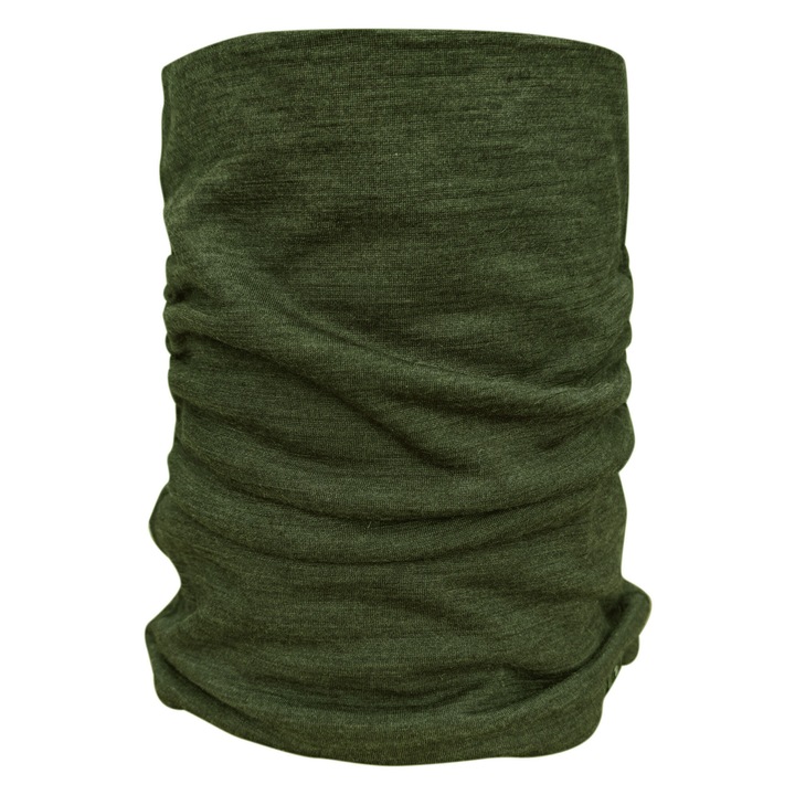 Buff subtire dublat din lana merinos si matase Dark Green