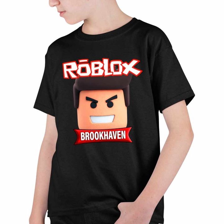 Tricou Copii Baieti Brookhaven Roblox Epic Game, Fekete