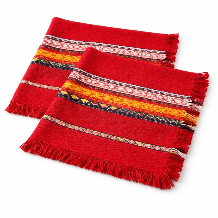 Șervețel de pânză, Model casnic, Tradițional, Bulgar, Roșu, 40x40