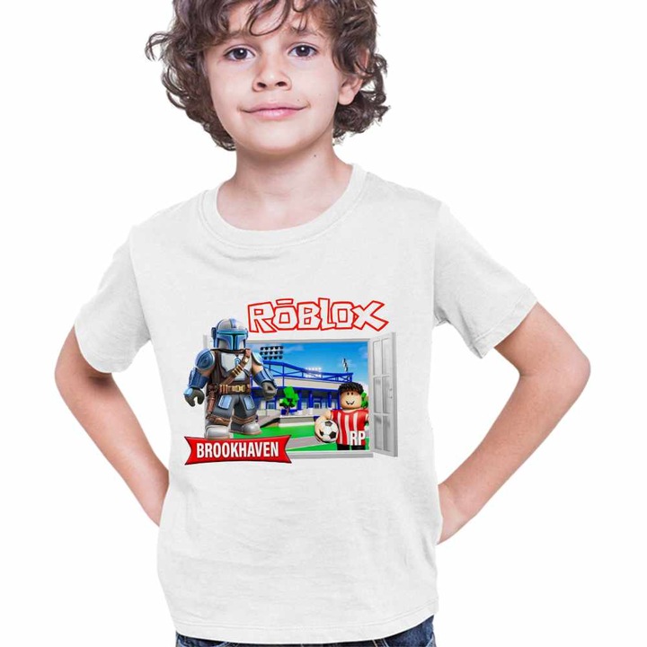 Tricou Copii Baieti Brookhaven Roblox Mandalorian, Fehér