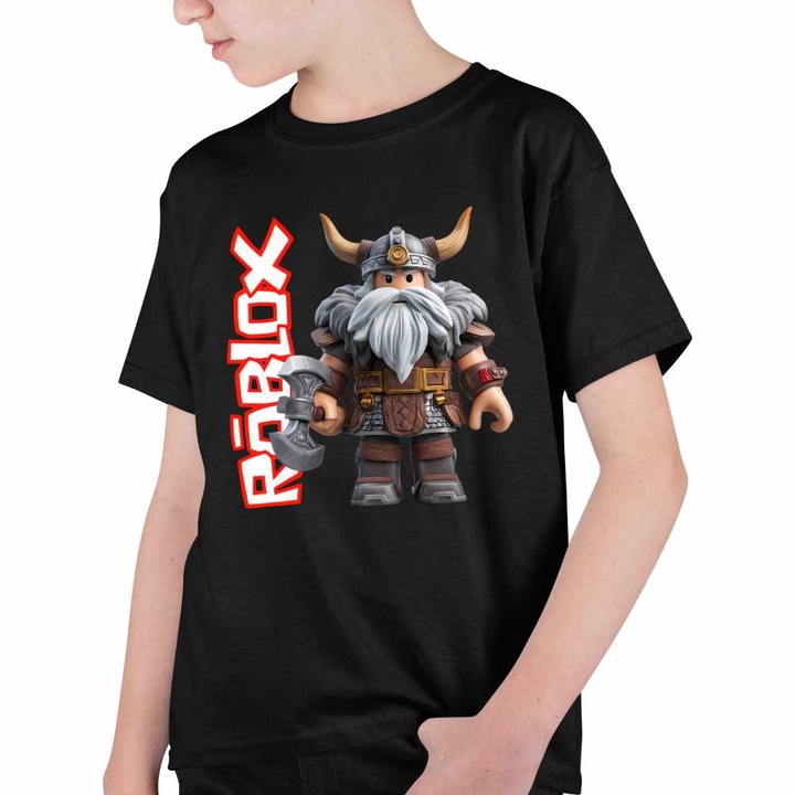 Tricou Copii Baieti Roblox Viking Warrior, Fekete