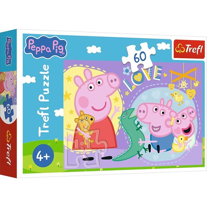 Puzzle Trefl 60 Peppa Pig, készlet, 60 darab, többszínű, 25x25cm