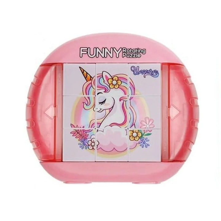 4 az 1-ben forgatható puzzle, Avaleea, Egyszarvú, rózsaszín, 18x15x3cm