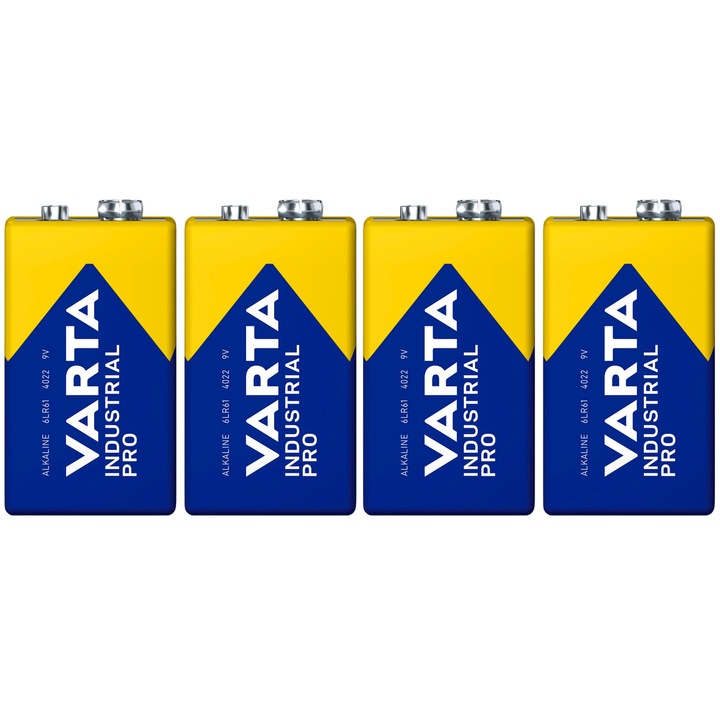 4 db 9V-os alkáli elem, R9V R-9 Varta Industrial Pro készlet