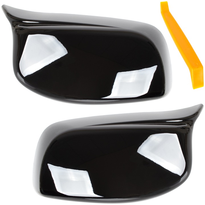 Set 2 bucati acoperitoare oglinzi exterioare BMW 5 E60 E61 2003-2008, negru lucios, material ABS