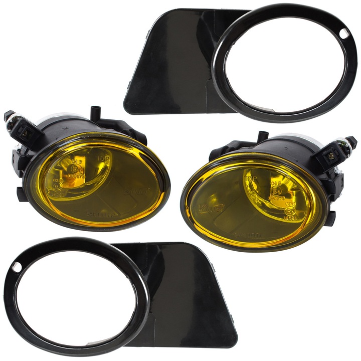 Комплект халогенни фарове за мъгла M MODECAR за BMW 5 E39 M-Pakiet 1996-2003, жълти, 2x халогенни + 2x рамки