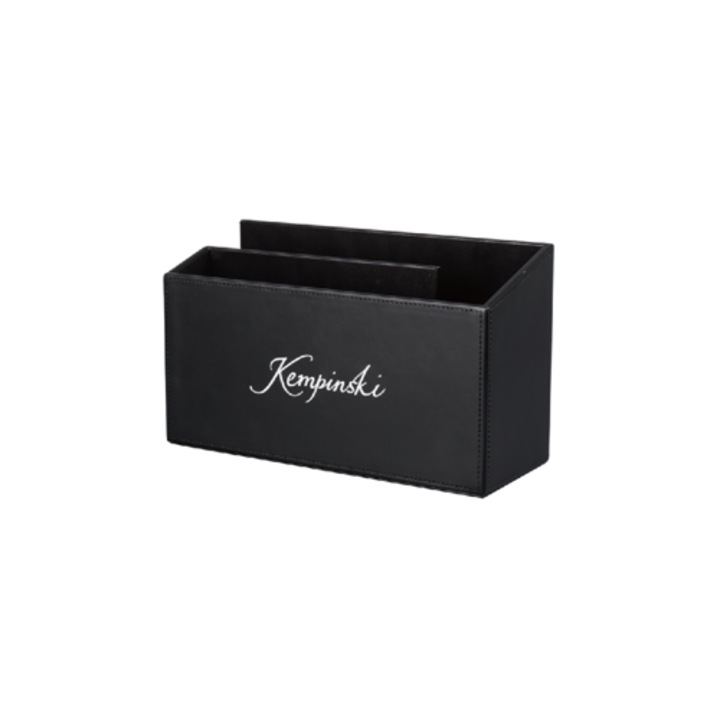 Suport brosuri EASTON, dublu compartimentat, negru, 270x105x130/160mm