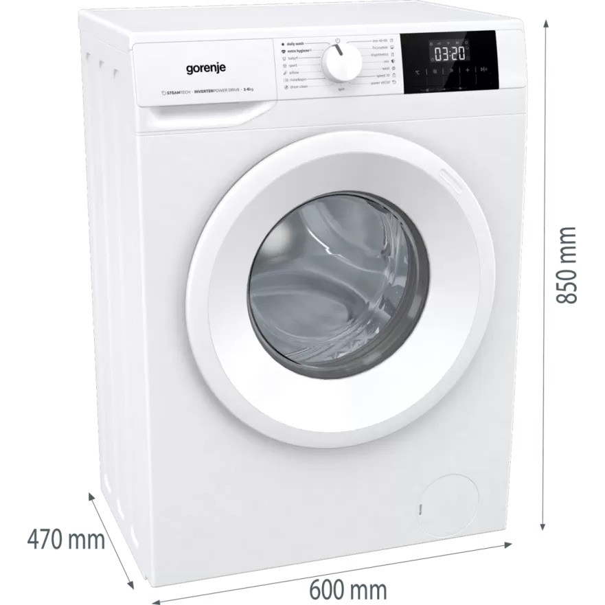 Masina de spalat rufe Gorenje WNGPI61SBS, AllergyCare, Intarziere pornire, Inverter, 6 Kg, 1000 rpm, Clasa B, Alba