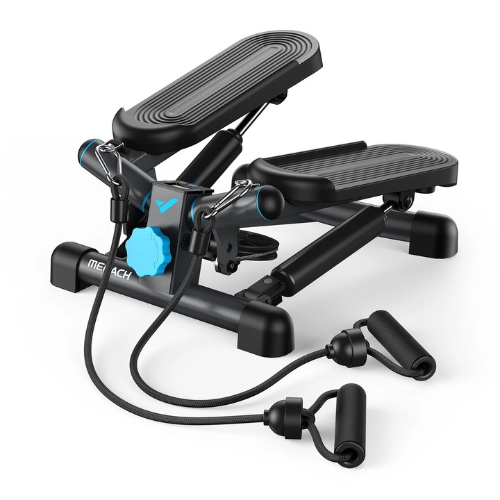 Компактен мини степер MERACH MR-2354, Twist Action движение, Ластици за ръце, LCD монитор, Хидравлична система