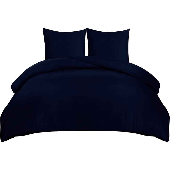 Utopia Bedding ágyneműhuzat garnitúra, 220 x 230 cm paplanhuzat, 2 db 50 x 75 cm párnahuzat, sötétkék színű