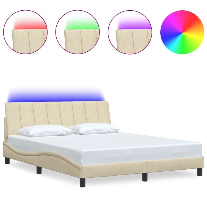 krémszínű szövet ágykeret matrac nélkül Hanko 160 x 200 cm, vidaXL, 3310473