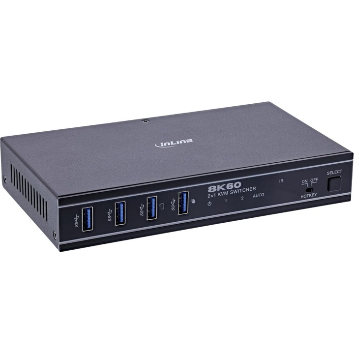 InLine HDMI 2.1 KVM kapcsoló, 8K@60Hz, USB 3.2, 2 PC