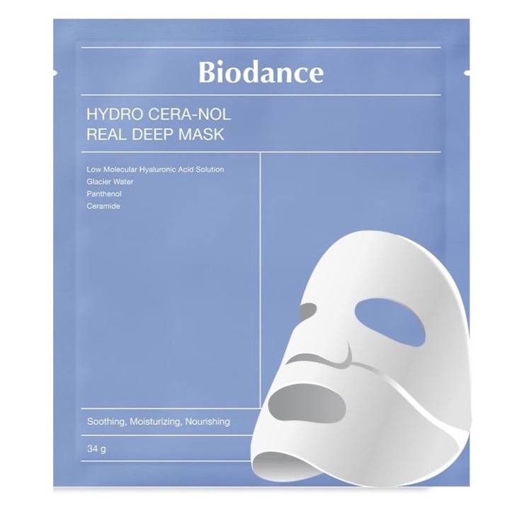 Masca facială tip șervețel Biodance Hydro Cera-Nol, 34 g, hidratare intensă, calmare