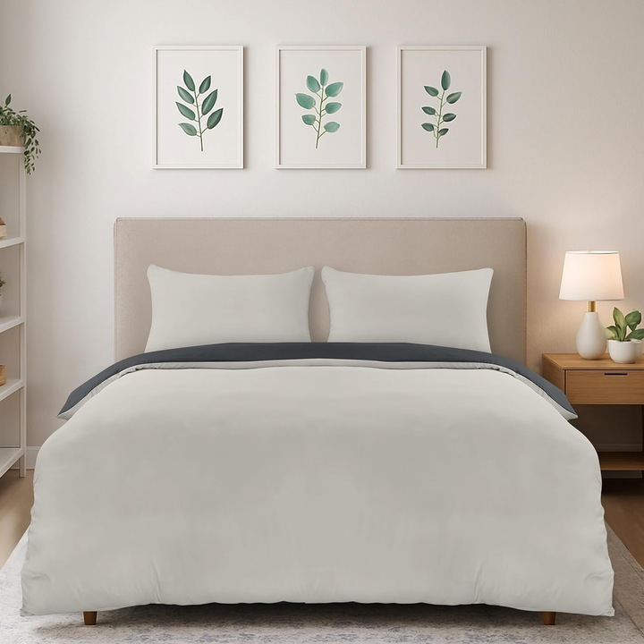 Utopia Bedding ágyneműhuzat garnitúra, paplanhuzat 140 x 200 cm, párnahuzat 70 x 90 cm, megfordítható, világosszürke és sötétszürke színben