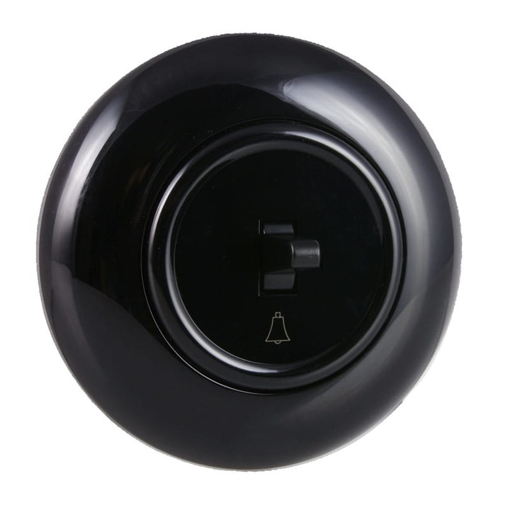 Sonerie cu Revenire Rotund Incastrata cu Rama Interior IP20 Plastic Neagra LOFT DPM