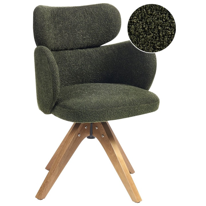 Scaun dining Pivotant Marcy Boucle Verde inchis