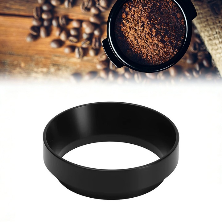 51 mm-es adagoló tölcsér, asskanaer, Kávéadagoló gyűrű portaszűrőhöz, Erős mágneses, Korrózióálló, Polírozási eljárás, Ergonomikus kialakítás, Könnyen tisztítható, Portaszűrőhöz, otthoni kávé barista, ABS, Magasság 2,2 cm, Fekete
