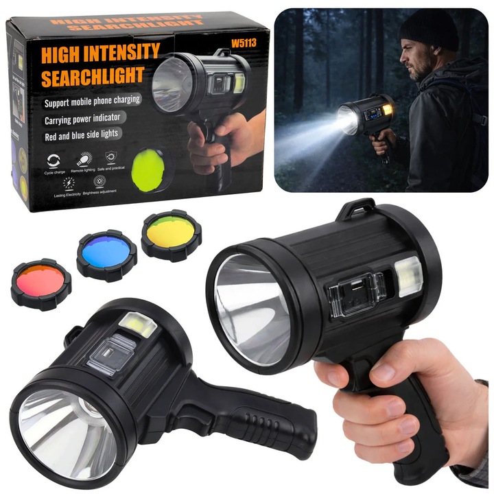 LED фенерче с 6 режима, сменяеми филтри, Lean 27713