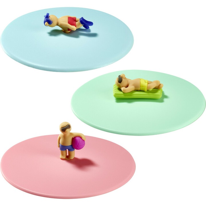 Set capace pentru pahare, Lurch, 3 modele, silicon platinat, multicolor