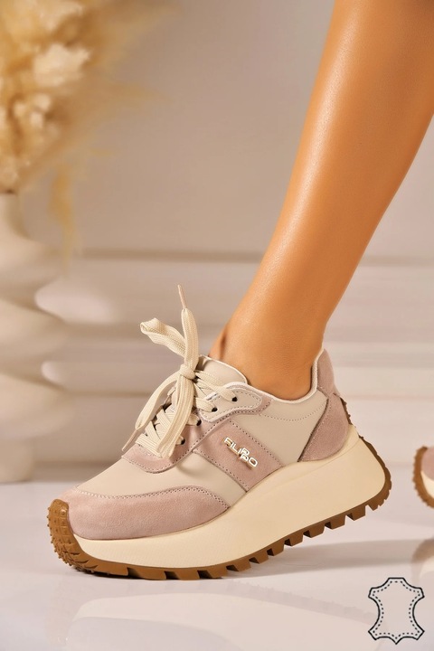 Adidasi Piele Naturala Intoarsa Bej Yaryna Marime: 41