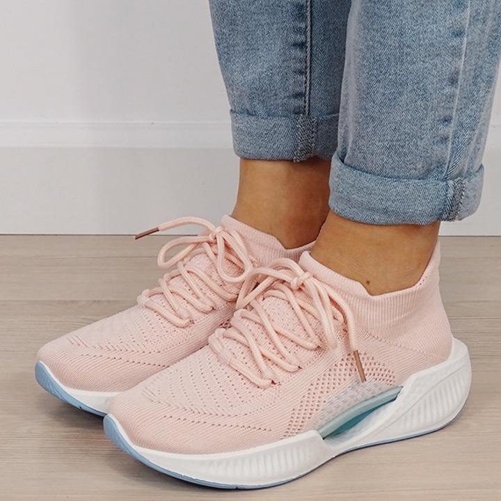 Sneakers roz tip soseta cu platforma 7561 M4 19456, Roz