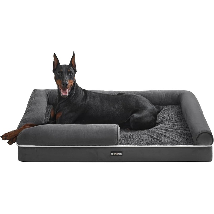 Feandrea ortopéd kutyakanapé, polipropilén/textil, sötétszürke, 120 x 85 x 18 cm