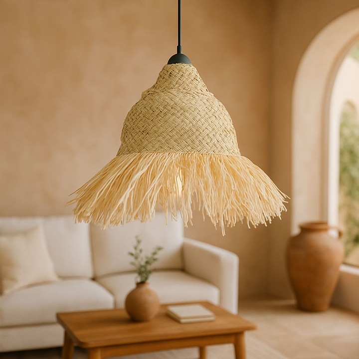Lustra INART Boher, naturala, 33x76 cm, din iarba de mare