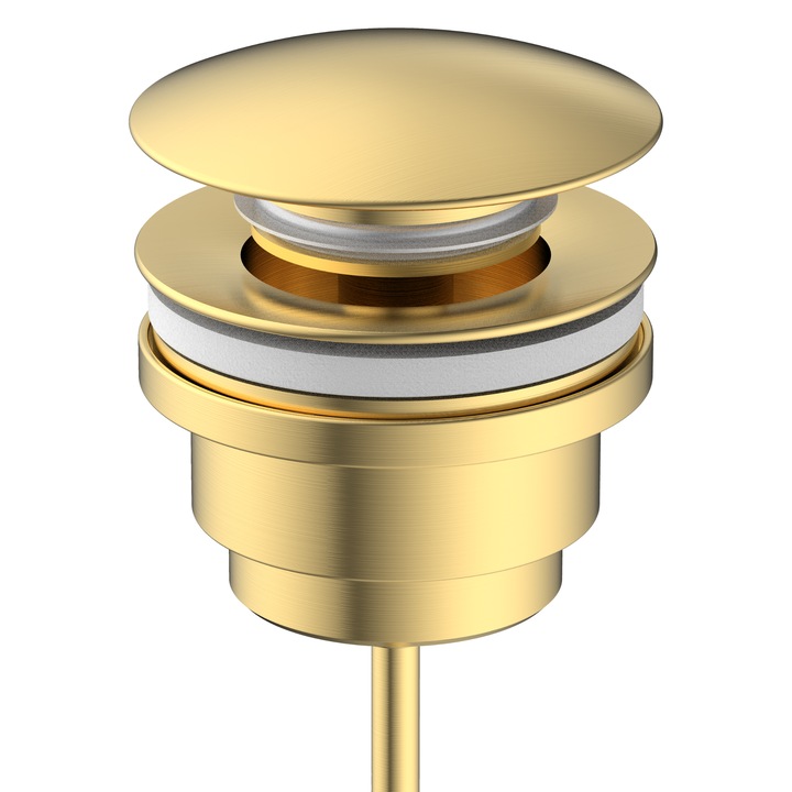 Ventil Lavoar Clic-Clac, Universal, Etansare din Silicon, Drenaj Rapid, Rezistent la Coroziune, Auriu Periat