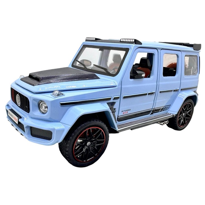 Mercedes G-osztály Brabus AMG Kék 1:24 Die-Cast modell nyitható ajtókkal, motorháztetővel, hangokkal és fényekkel