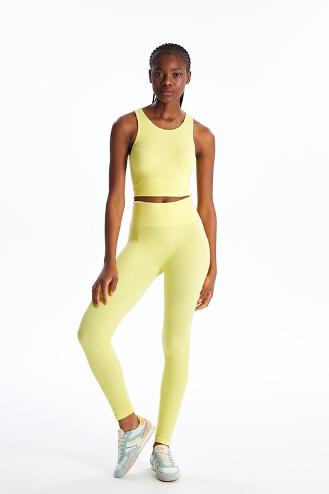 LC WAIKIKI, Colanti striati cu talie inalta, Galben pai, M-L