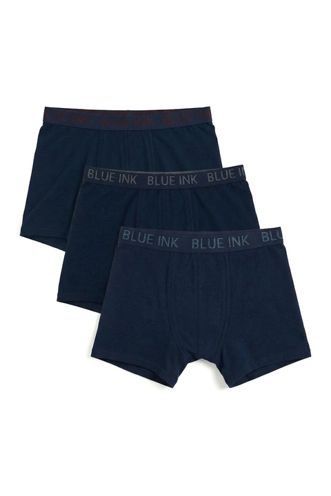 LC WAIKIKI, Set de boxeri cu banda cu text in talie - 3 perechi, Bleumarin, 2XL