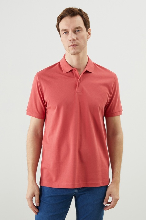 LC WAIKIKI, Tricou polo din bumbac pique, Roz somon