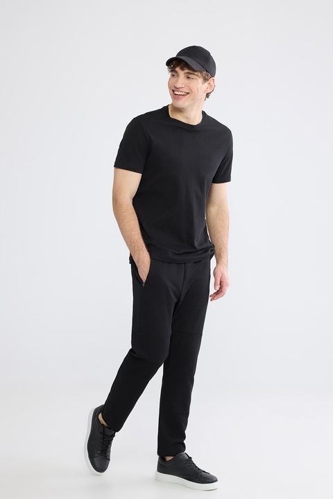 LC WAIKIKI, Pantaloni de trening cu snur de ajustare si buzunare cu fermoar, Negru