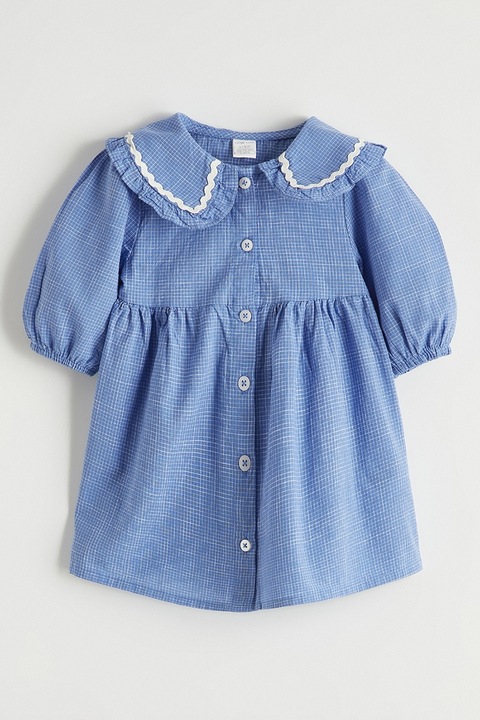 LC WAIKIKI, Rochie in carouri cu maneci scurte, Alb, Albastru, 68-74 CM