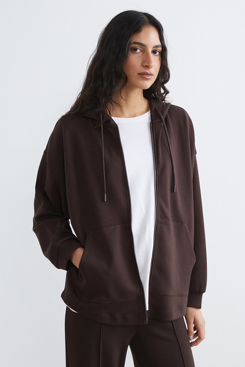 LC WAIKIKI, Hanorac regular fit cu fermoar, Maro inchis, M