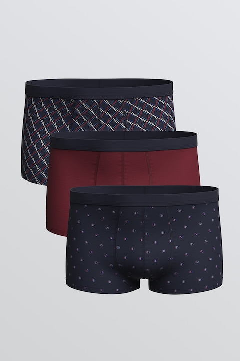 LC WAIKIKI, Set de boxeri din amestec de bumbac - 3 perechi, Alb, Visiniu, Bleumarin, 2XL