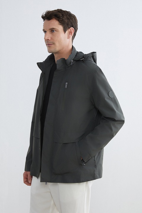 LC WAIKIKI, Jacheta cu fermoar si gluga detasabila, Verde padure