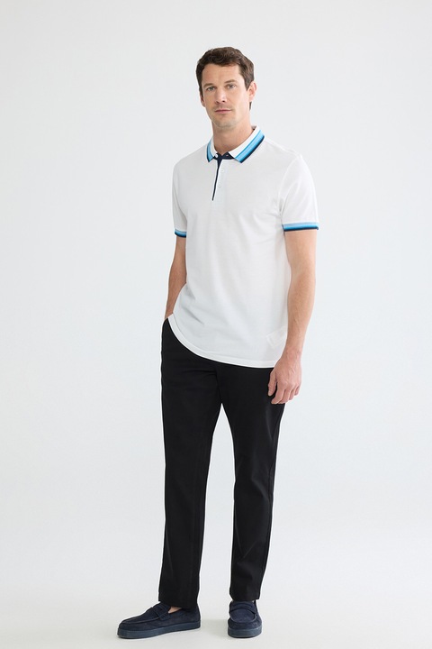 LC WAIKIKI, Tricou polo de bumbac, Alb, Albastru deschis, Bleumarin, XL