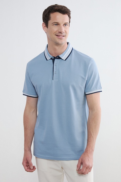 LC WAIKIKI, Tricou polo de bumbac, Alb, Albastru lavanda, Bleumarin, 2XL