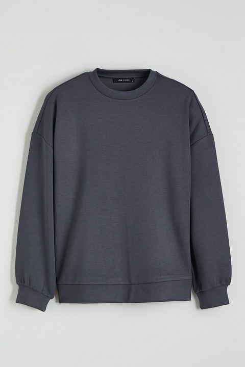 LC WAIKIKI, Bluza de trening cu croiala lejera si decolteu la baza gatului, Gri antracit, M