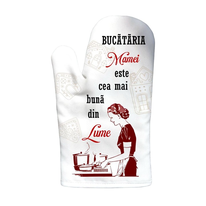 Mănușă de Bucătărie cu Magnet, dimensiuni 16.1x26.5cm, textil, mesaj personalizat