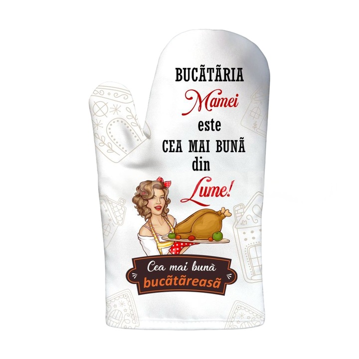 Mănușă de bucătărie cu magnet, dimensiune 16.1x26.5cm, protecție termică, design personalizat